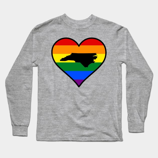 North Carolina Gay Pride Heart Long Sleeve T-Shirt by fearcity